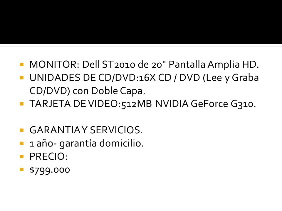 MONITOR: Dell ST2010 de 20 Pantalla Amplia HD.
