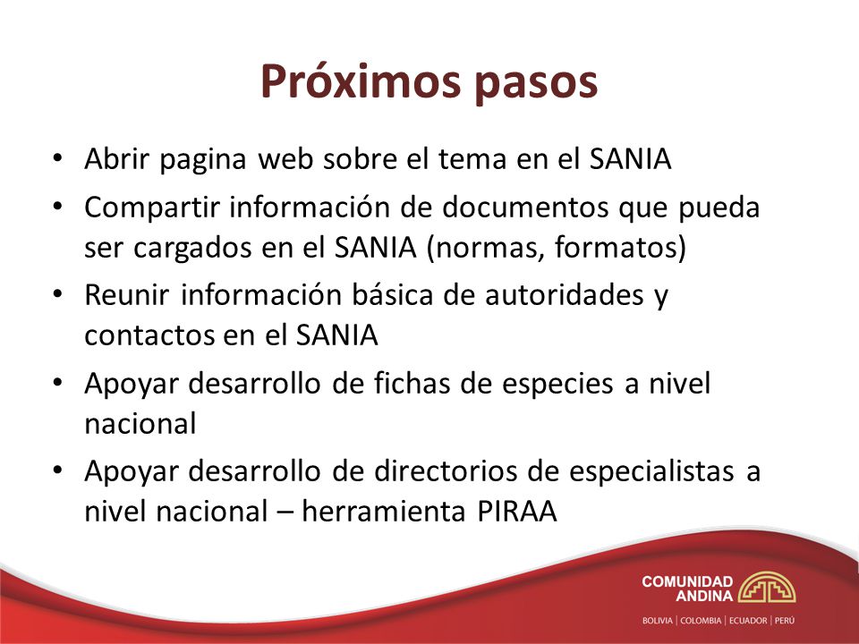Próximos pasos Abrir pagina web sobre el tema en el SANIA