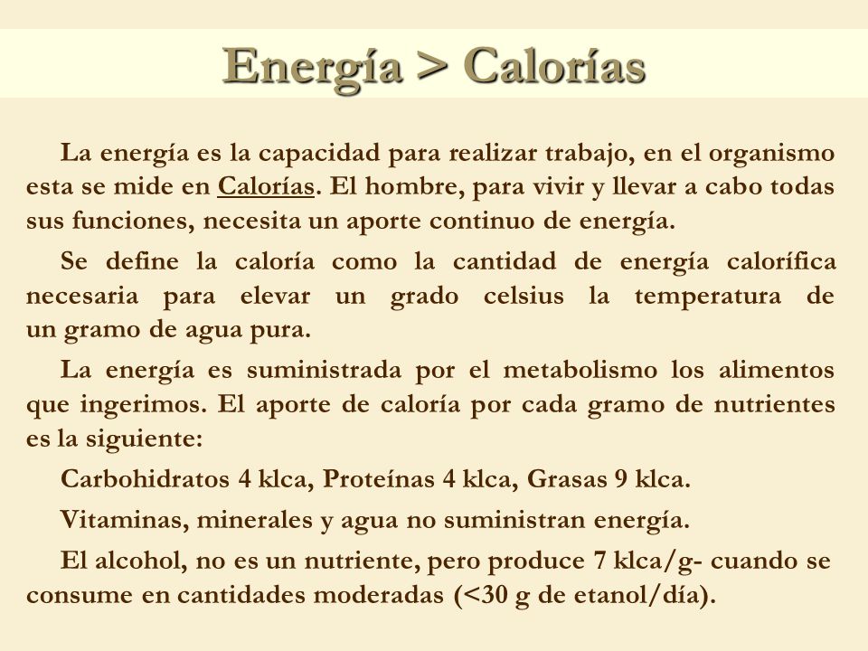 Energía > Calorías