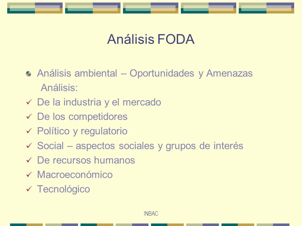 Análisis FODA Análisis ambiental – Oportunidades y Amenazas Análisis: