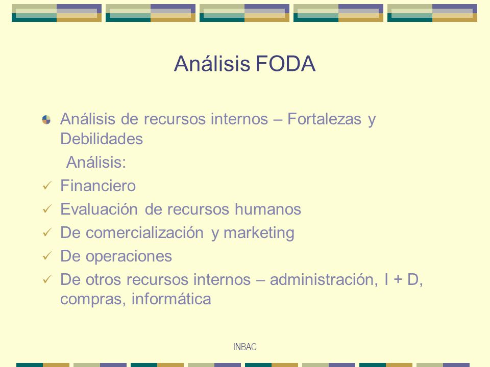 Análisis FODA Análisis de recursos internos – Fortalezas y Debilidades