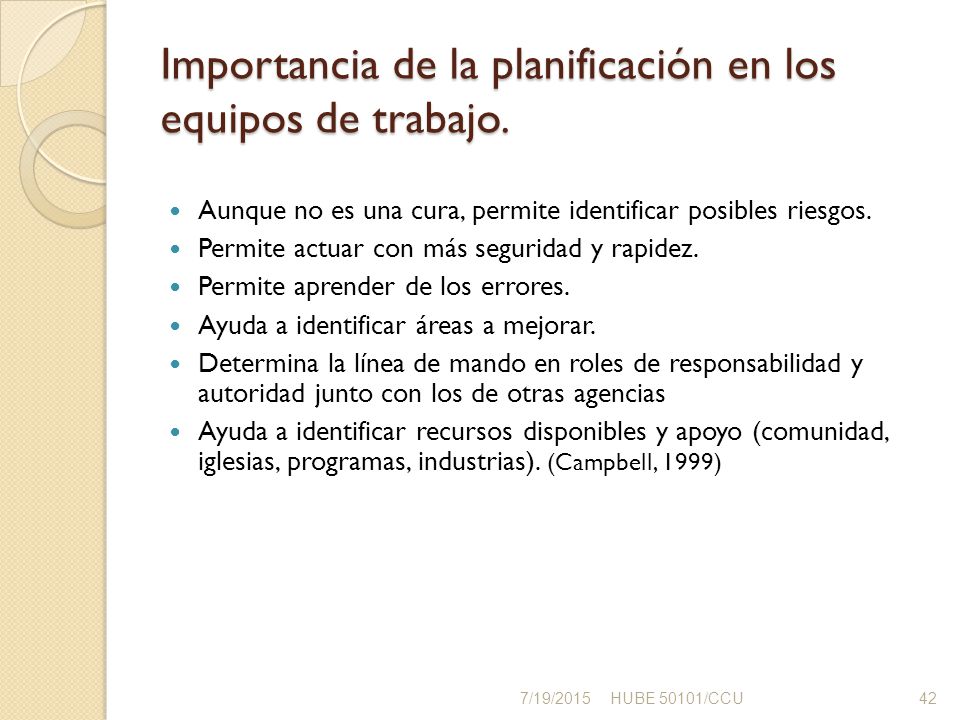 Importancia de la planificación en los equipos de trabajo.