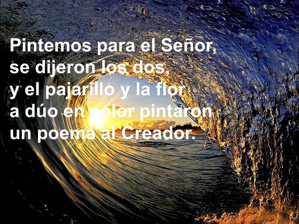 Pintemos para el Señor, se dijeron los dos, y el pajarillo y la flor a dúo en color pintaron un poema al Creador.