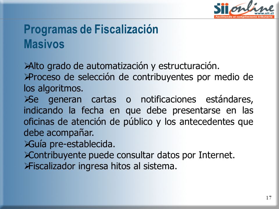 Programas de Fiscalización Masivos