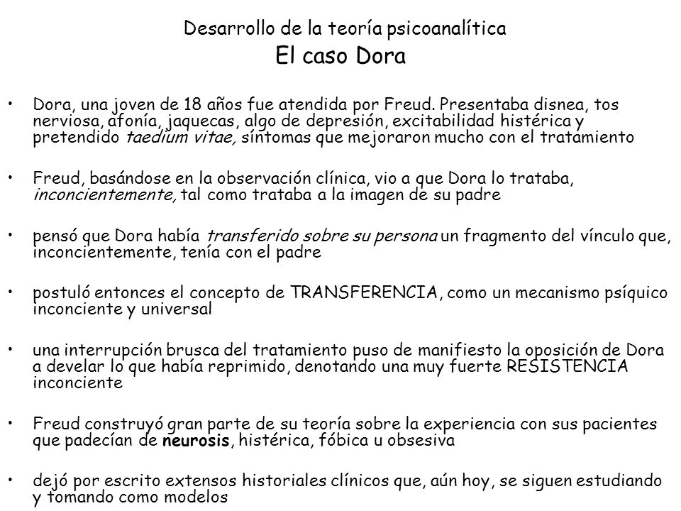 Desarrollo de la teoría psicoanalítica El caso Dora