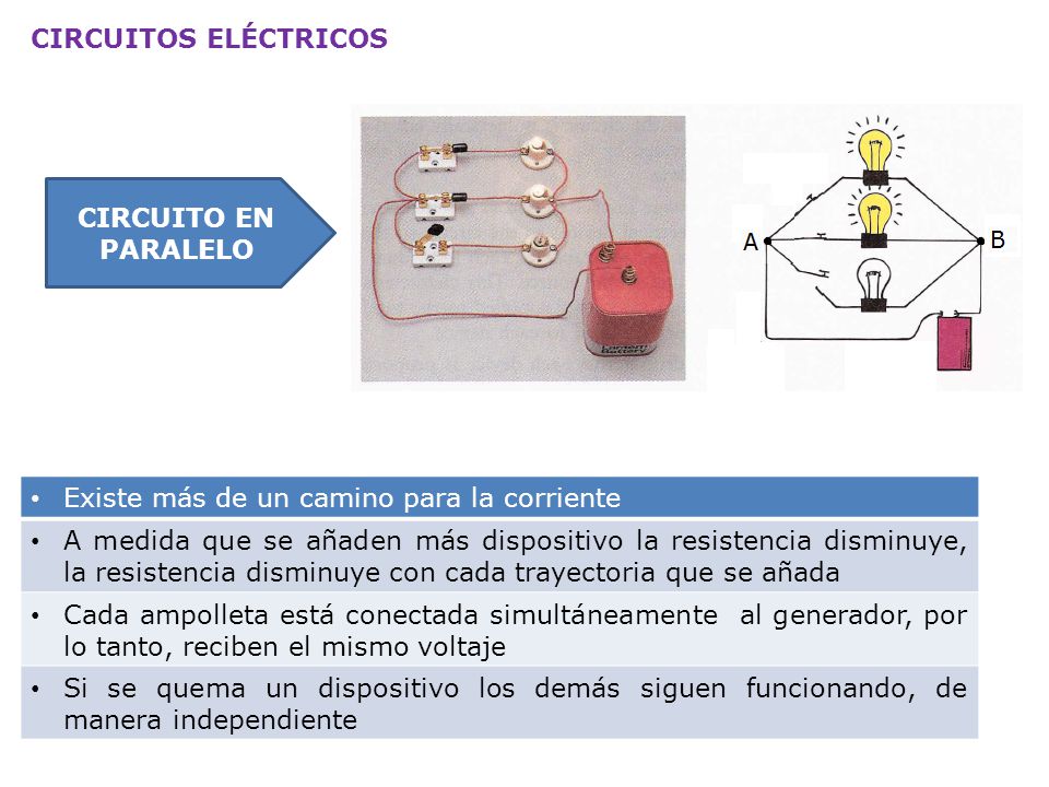 CIRCUITOS ELÉCTRICOS CIRCUITO EN PARALELO. Existe más de un camino para la corriente.