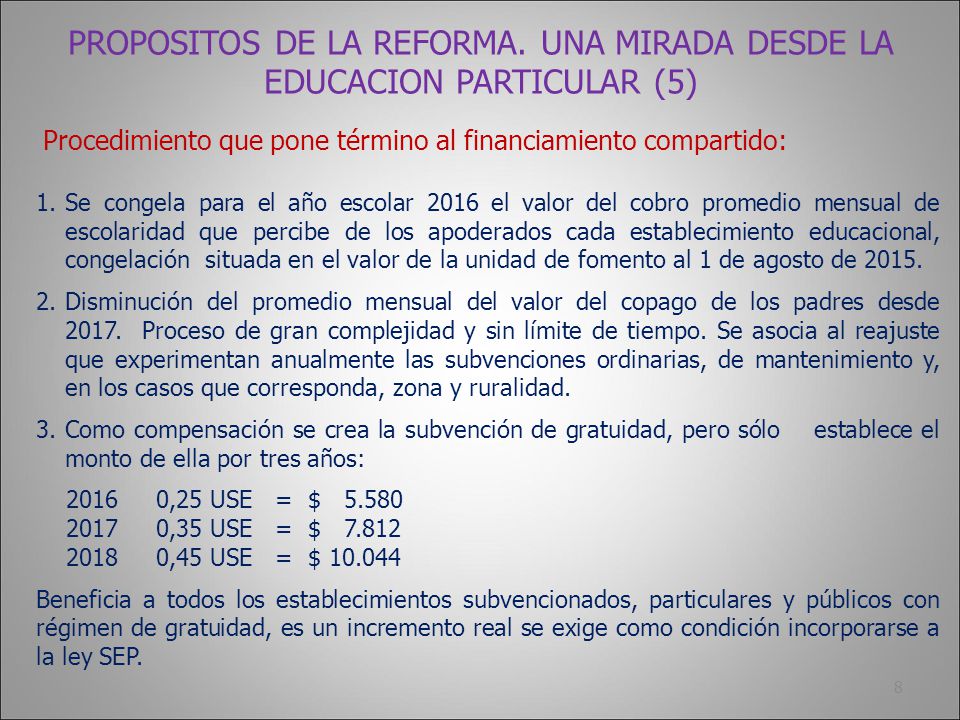 PROPOSITOS DE LA REFORMA. UNA MIRADA DESDE LA EDUCACION PARTICULAR (5)