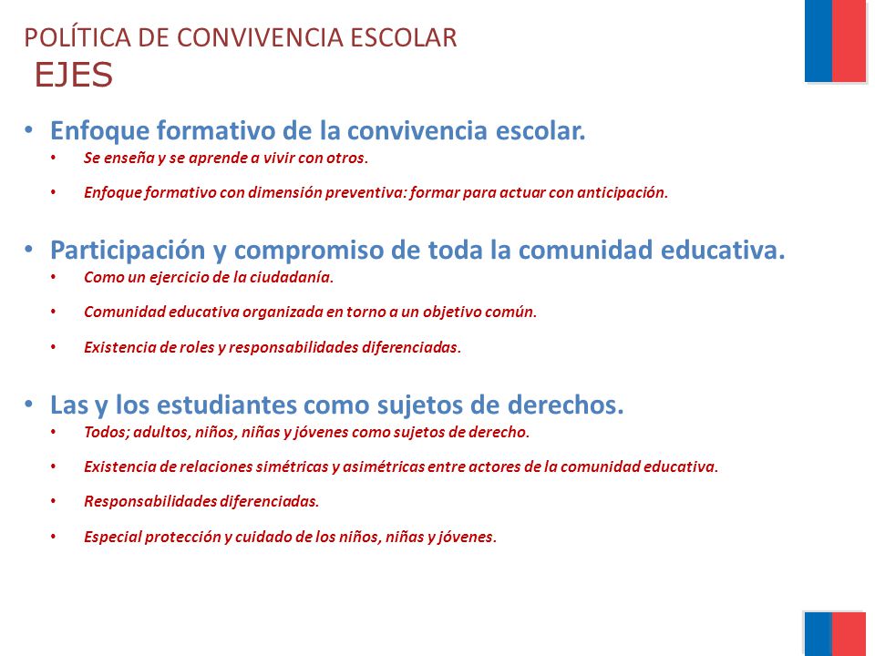 POLÍTICA DE CONVIVENCIA ESCOLAR EJES