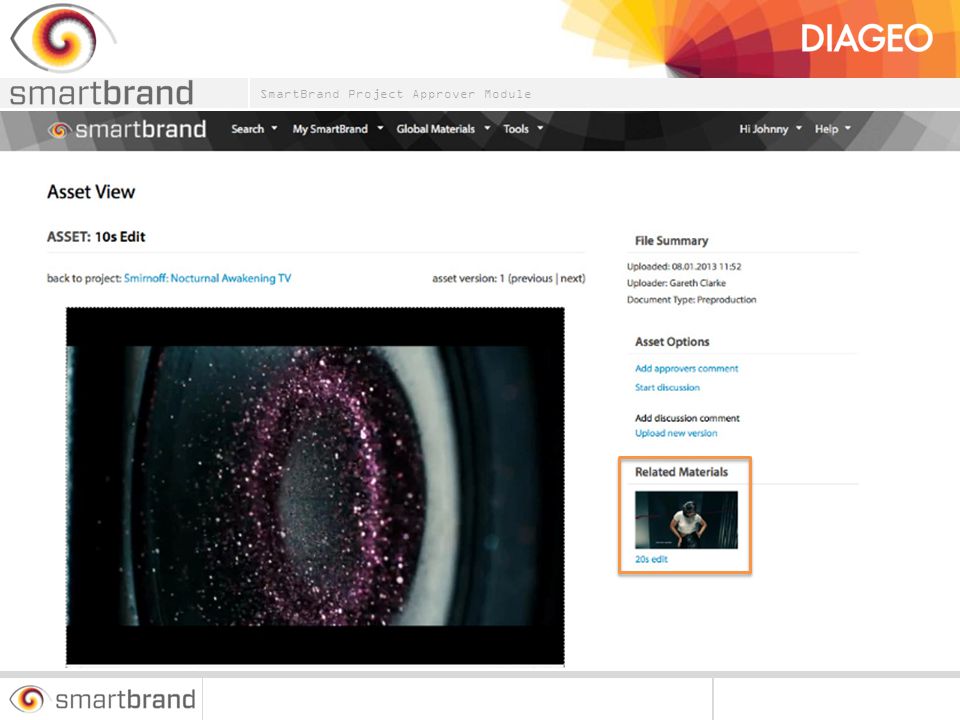 You can also click into other assets listed on the project under Related Materials