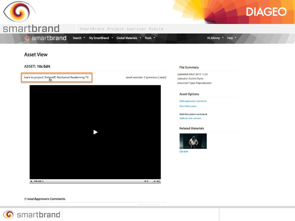 Click the project title to return to the main project page