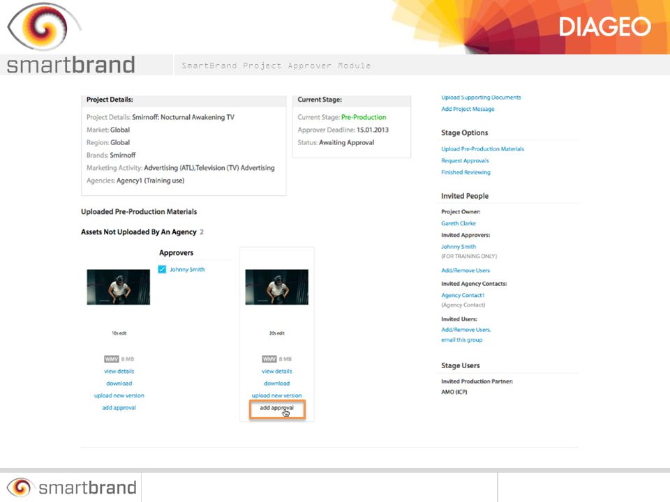 You can add approvals by clicking the button beneath the thumbnail