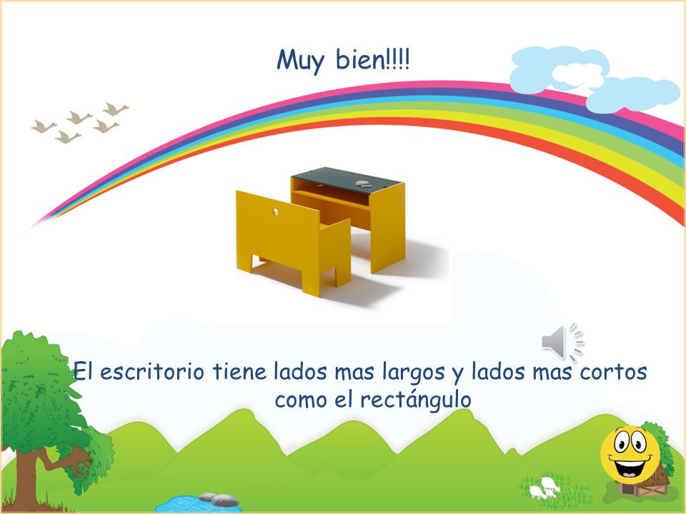 Muy bien!!!! El escritorio tiene lados mas largos y lados mas cortos como el rectángulo