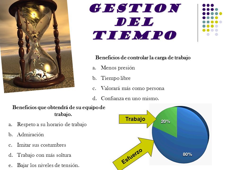 GESTION DEL TIEMPO Beneficios de controlar la carga de trabajo