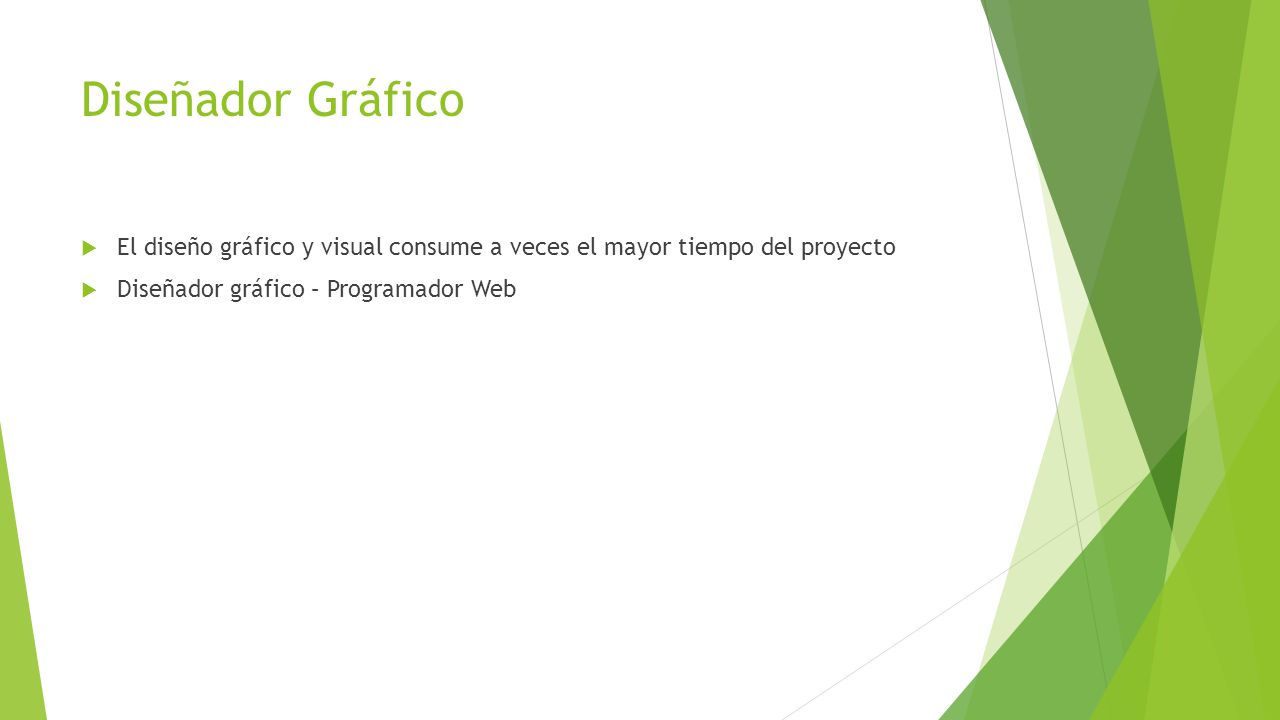 Diseñador Gráfico El diseño gráfico y visual consume a veces el mayor tiempo del proyecto.