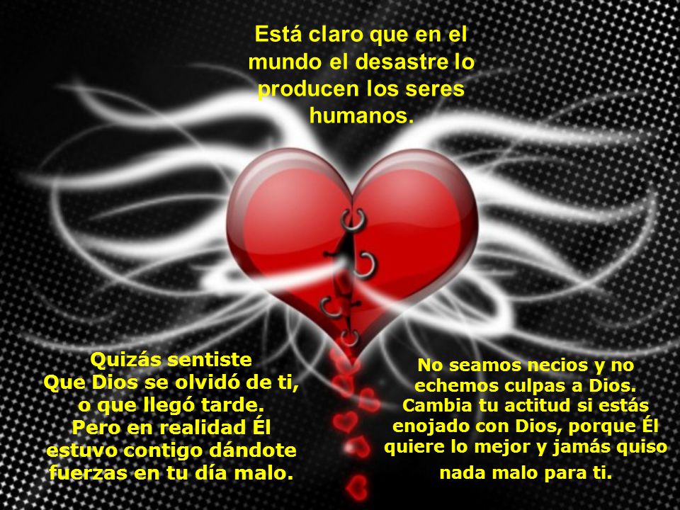 Está claro que en el mundo el desastre lo producen los seres humanos.