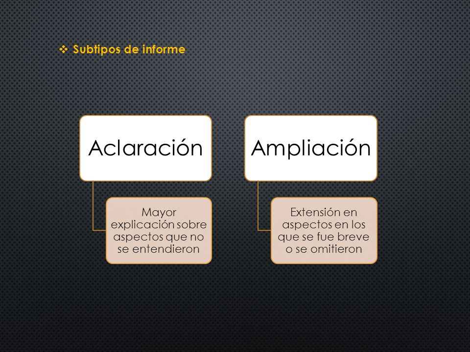 Aclaración Ampliación Subtipos de informe