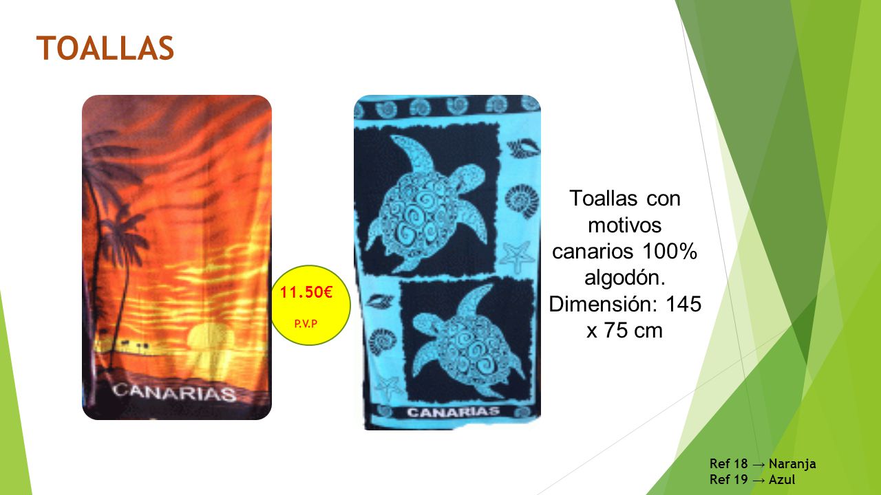Toallas con motivos canarios 100% algodón. Dimensión: 145 x 75 cm