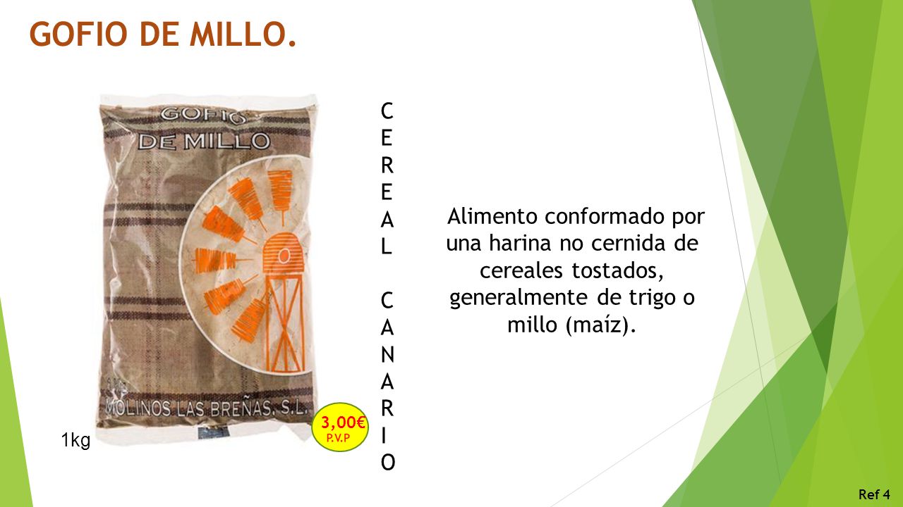 GOFIO DE MILLO. C. E. R. A. L. N. I. O.