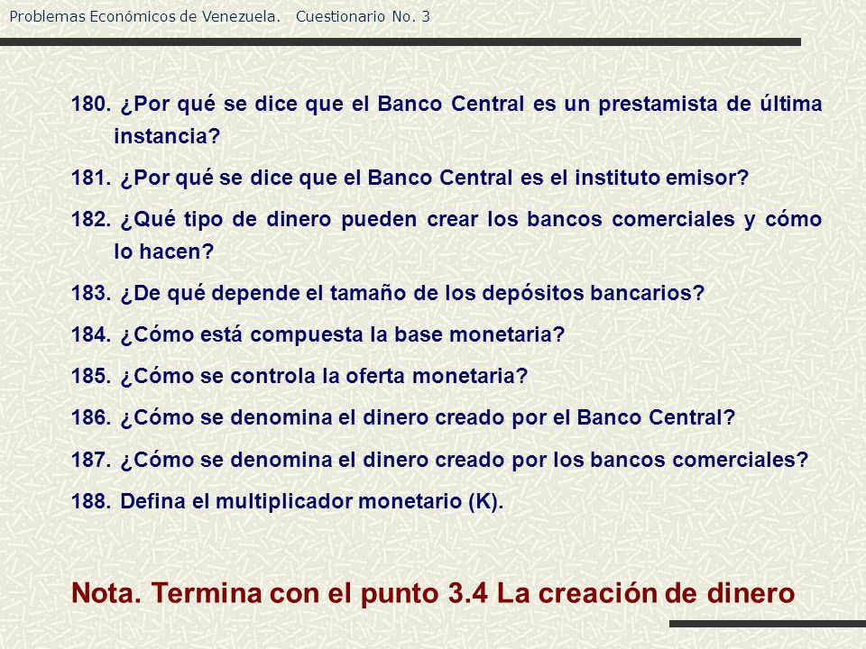 Nota. Termina con el punto 3.4 La creación de dinero