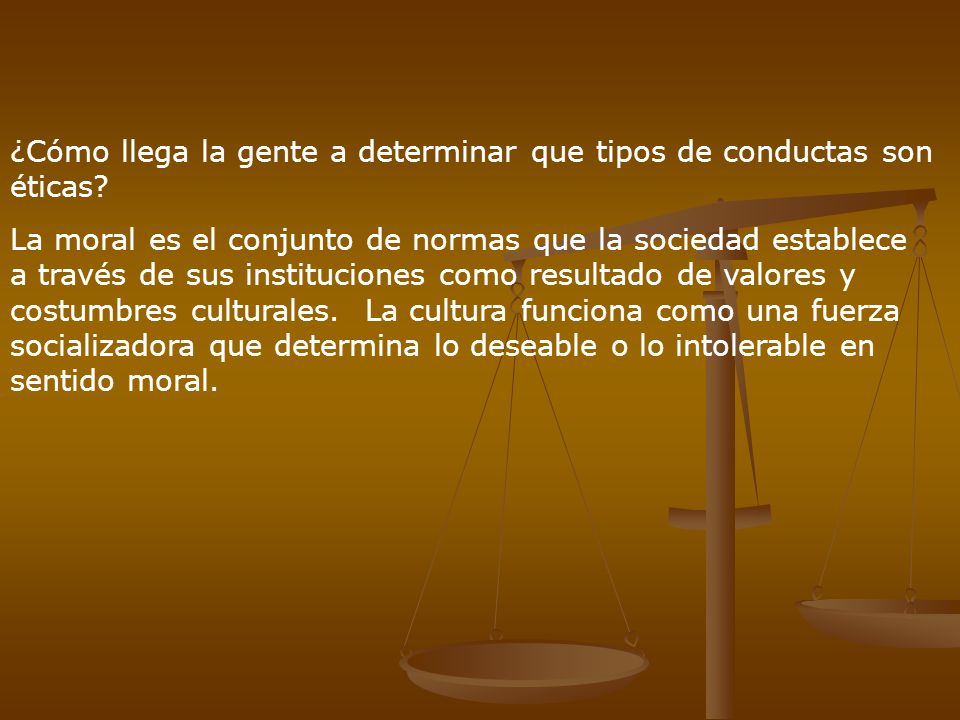 ¿Cómo llega la gente a determinar que tipos de conductas son éticas
