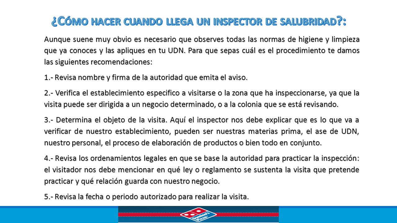 ¿Cómo hacer cuando llega un inspector de salubridad :