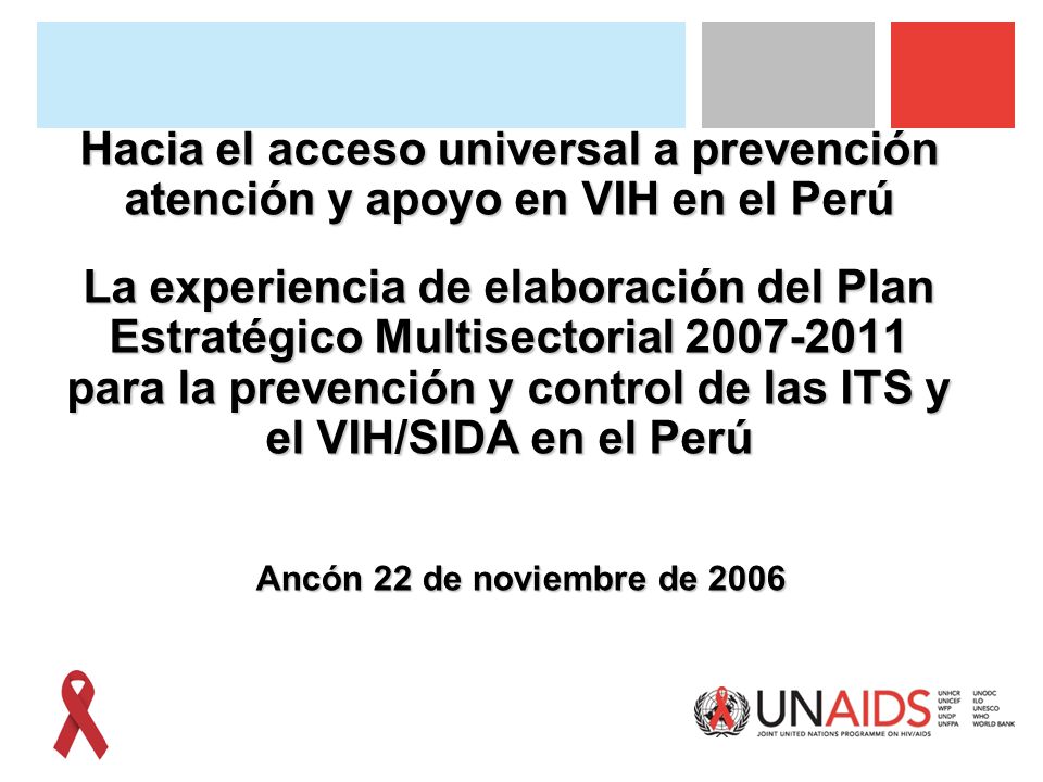 Hacia el acceso universal a prevención atención y apoyo en VIH en el Perú