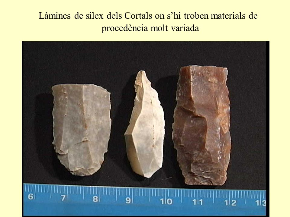 Làmines de sílex dels Cortals on s’hi troben materials de procedència molt variada