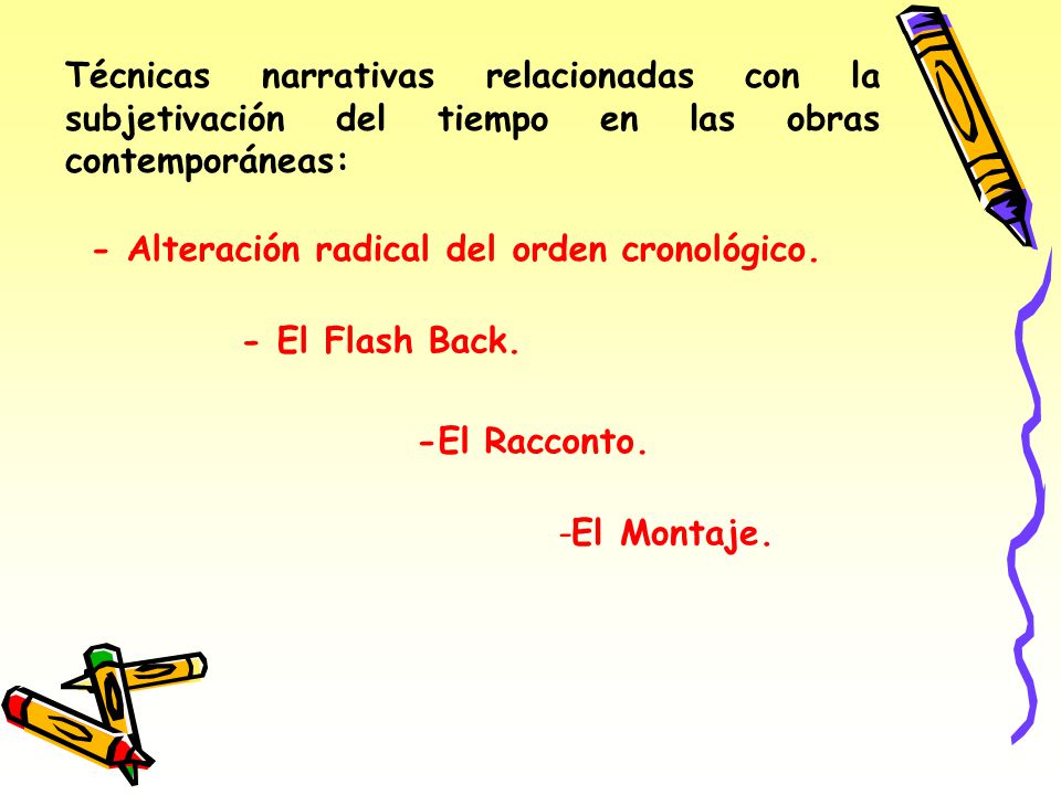 Técnicas narrativas relacionadas con la subjetivación del tiempo en las obras contemporáneas: