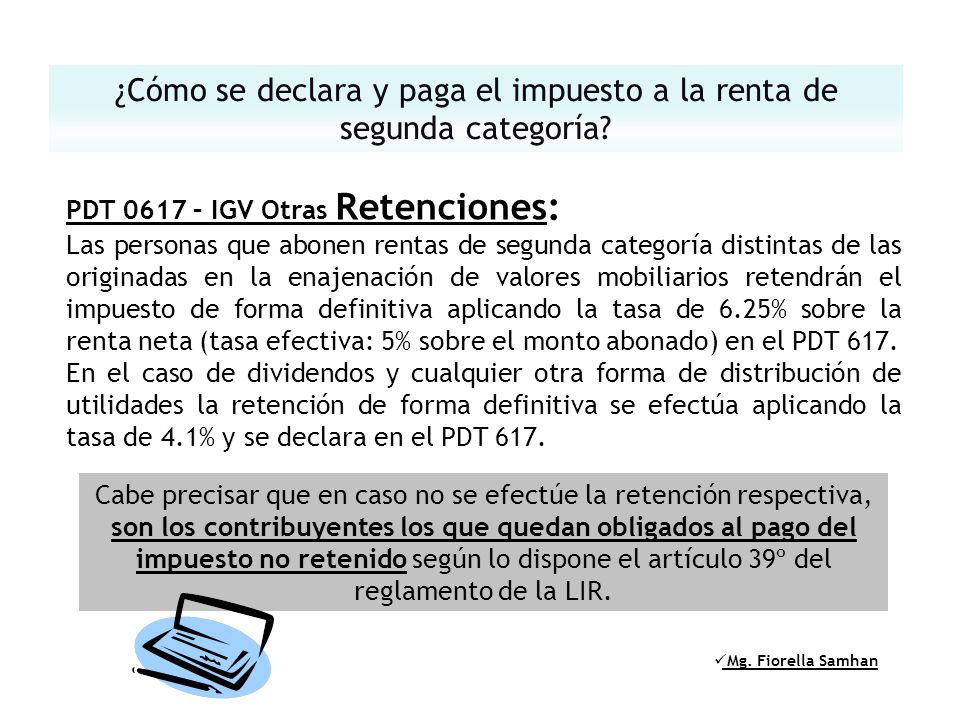 ¿Cómo se declara y paga el impuesto a la renta de segunda categoría