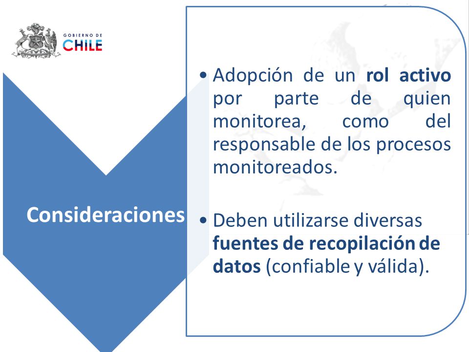 Consideraciones Adopción de un rol activo por parte de quien monitorea, como del responsable de los procesos monitoreados.