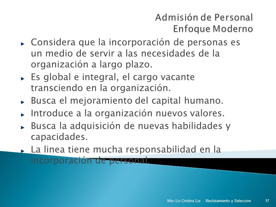 Admisión de Personal Enfoque Moderno