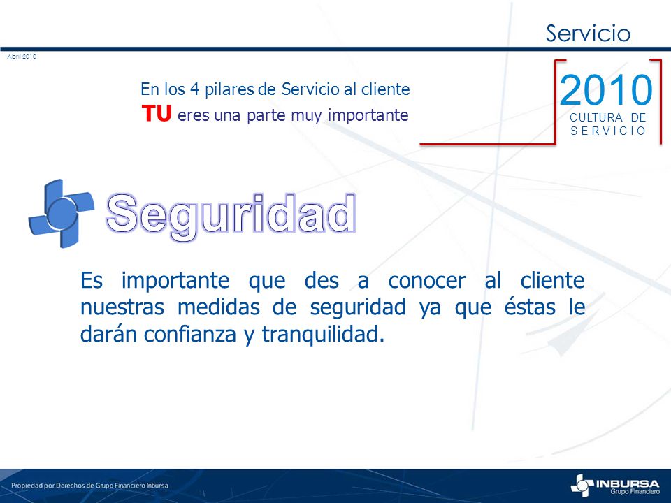 Seguridad 2010 Servicio TU eres una parte muy importante