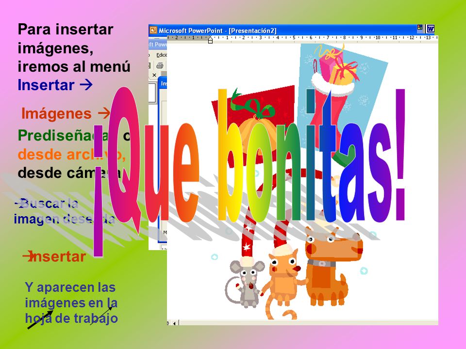 ¡Que bonitas! Para insertar imágenes, iremos al menú Insertar 
