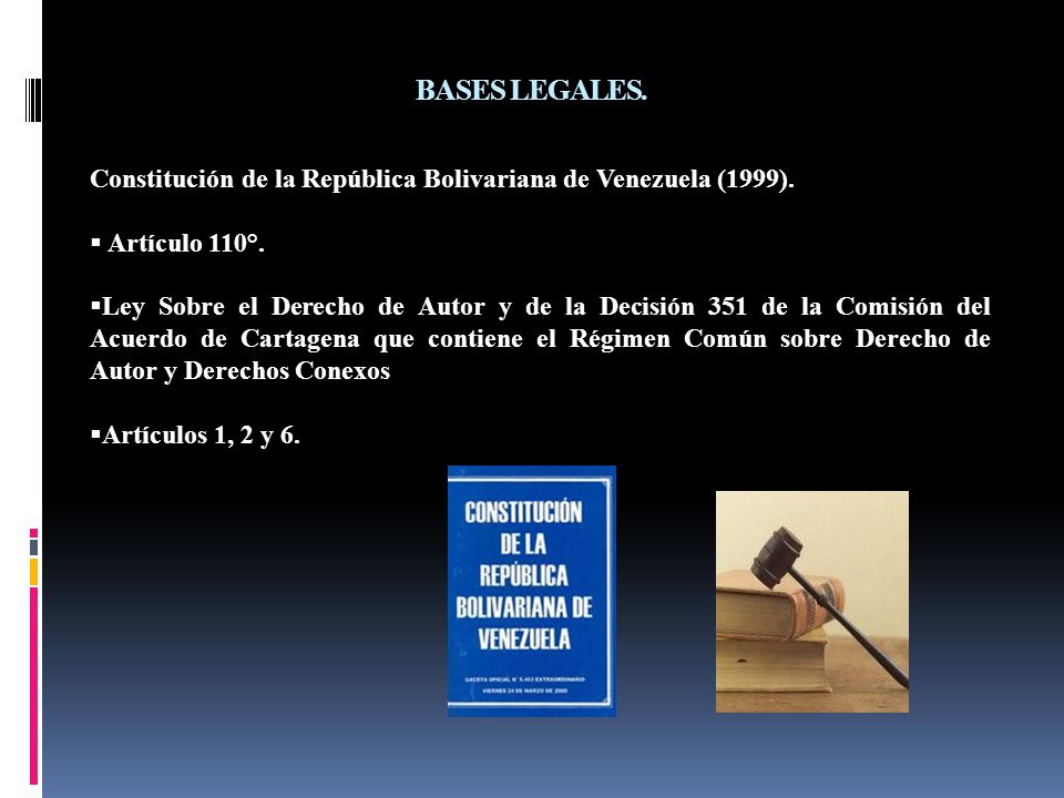 BASES LEGALES. Constitución de la República Bolivariana de Venezuela (1999). Artículo 110°.