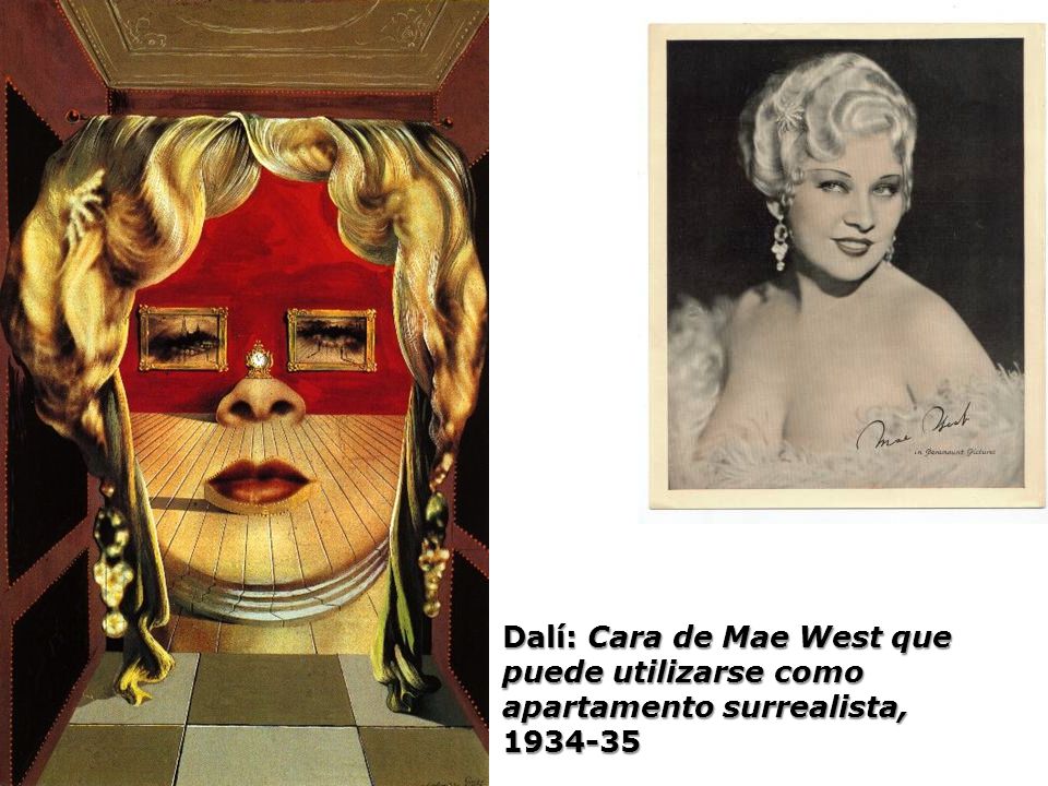 Dalí: Cara de Mae West que puede utilizarse como apartamento surrealista,