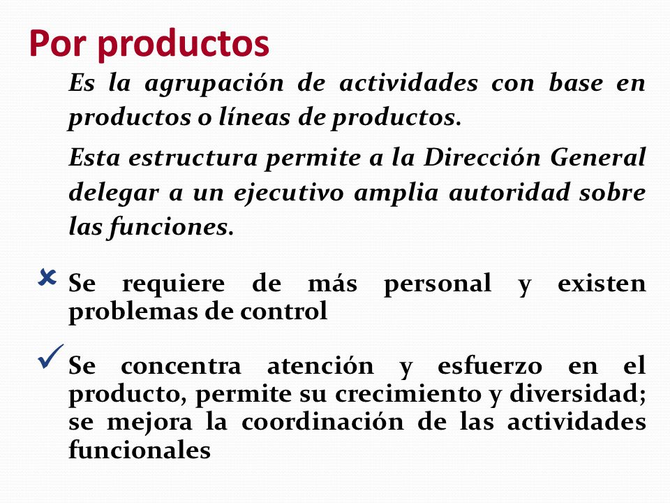 Por productos Es la agrupación de actividades con base en productos o líneas de productos.