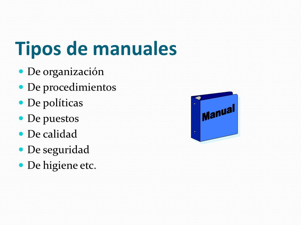 Tipos de manuales Manual De organización De procedimientos