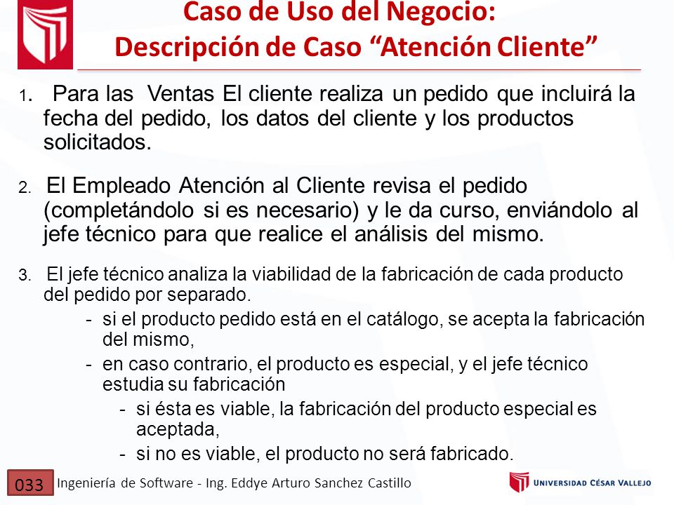 Caso de Uso del Negocio: Descripción de Caso Atención Cliente