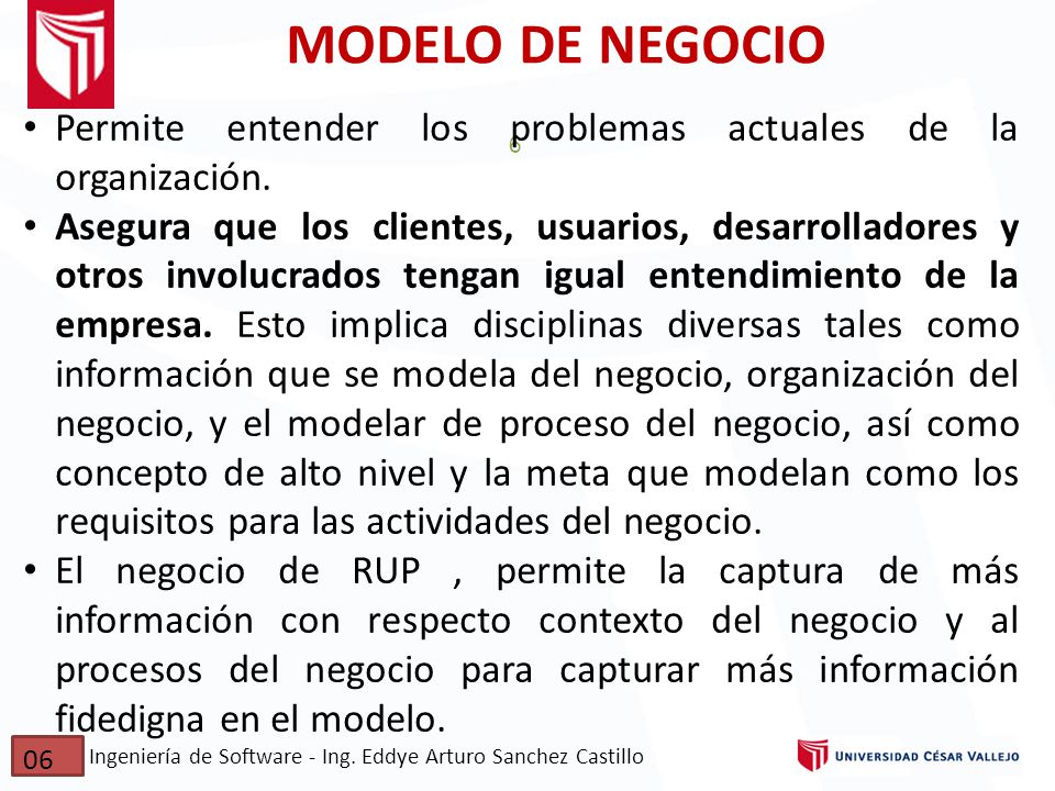 MODELO DE NEGOCIO Permite entender los problemas actuales de la organización.