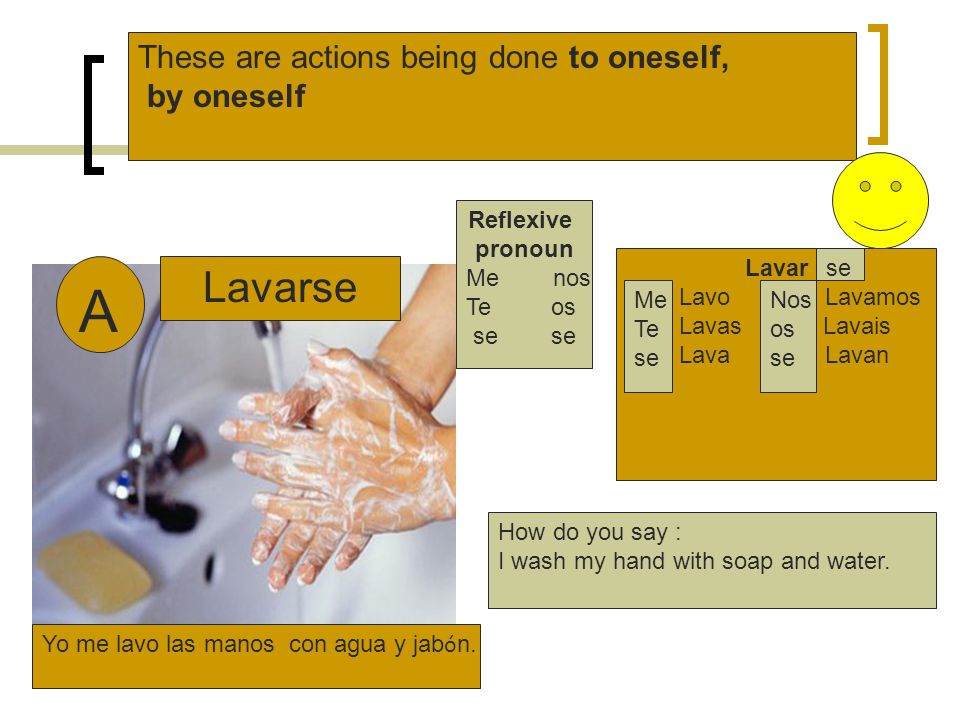 A Lavarse These are actions being done to oneself, by oneself