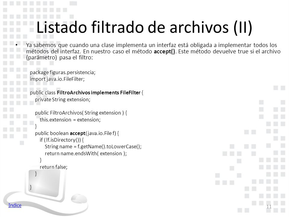 Listado filtrado de archivos (II)