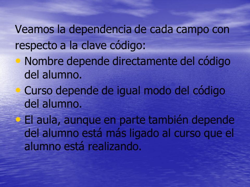 Veamos la dependencia de cada campo con