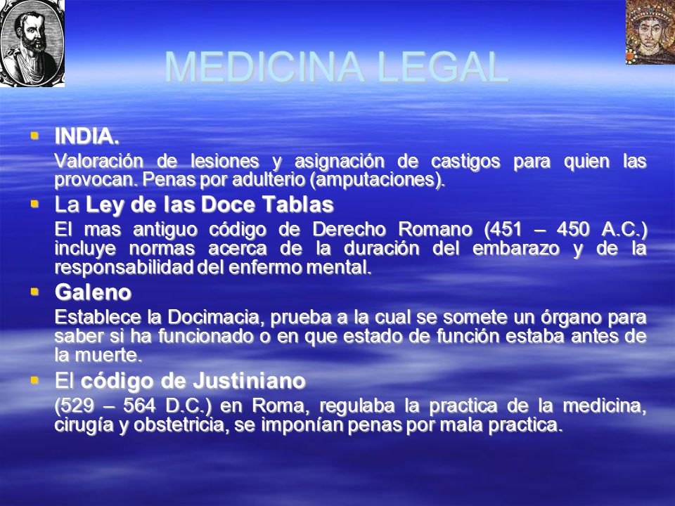 MEDICINA LEGAL INDIA. La Ley de las Doce Tablas Galeno