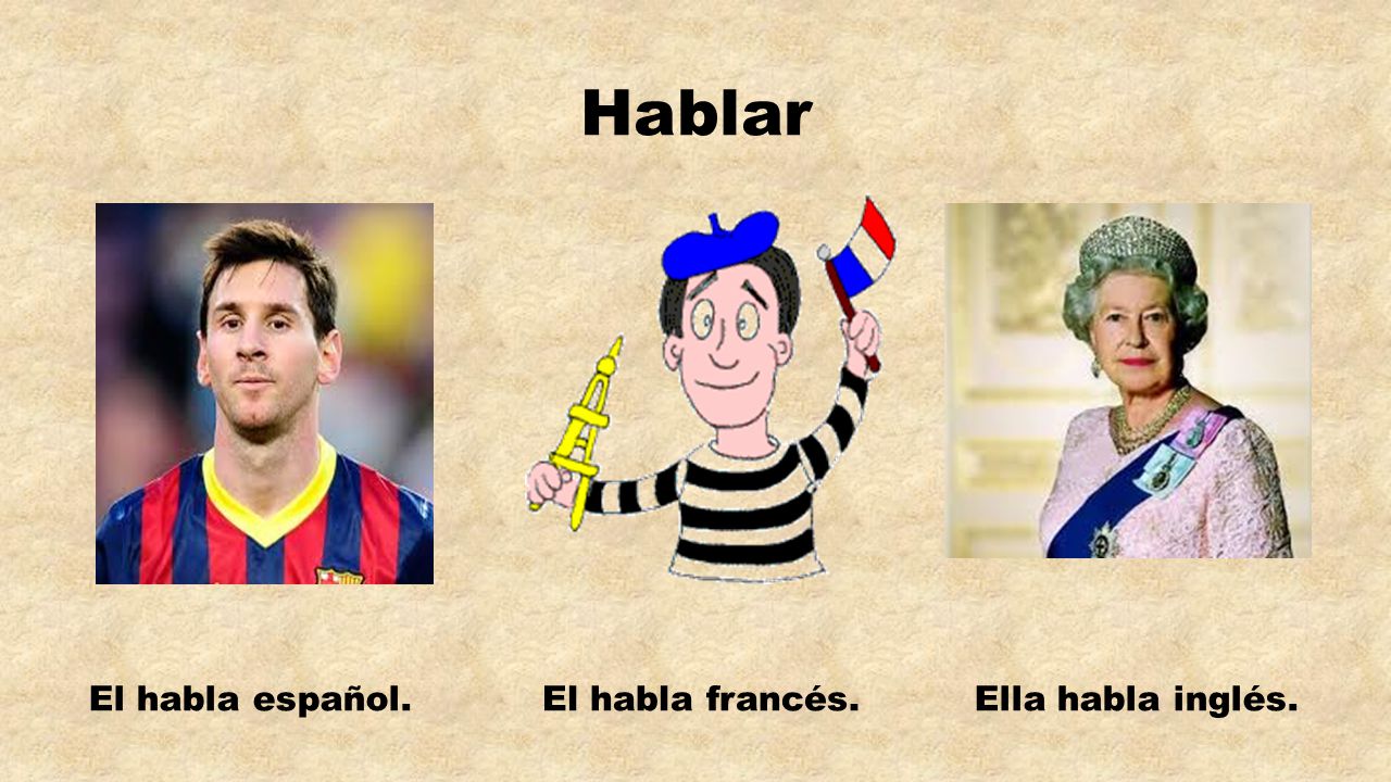 Hablar El habla español. El habla francés. Ella habla inglés.