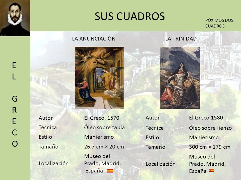 SUS CUADROS EL GRECO LA ANUNCIACIÓN LA TRINIDAD Autor El Greco, 1570