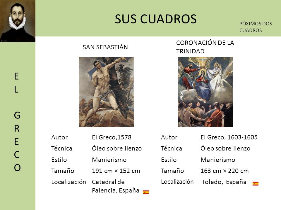 SUS CUADROS EL GRECO CORONACIÓN DE LA TRINIDAD SAN SEBASTIÁN Autor