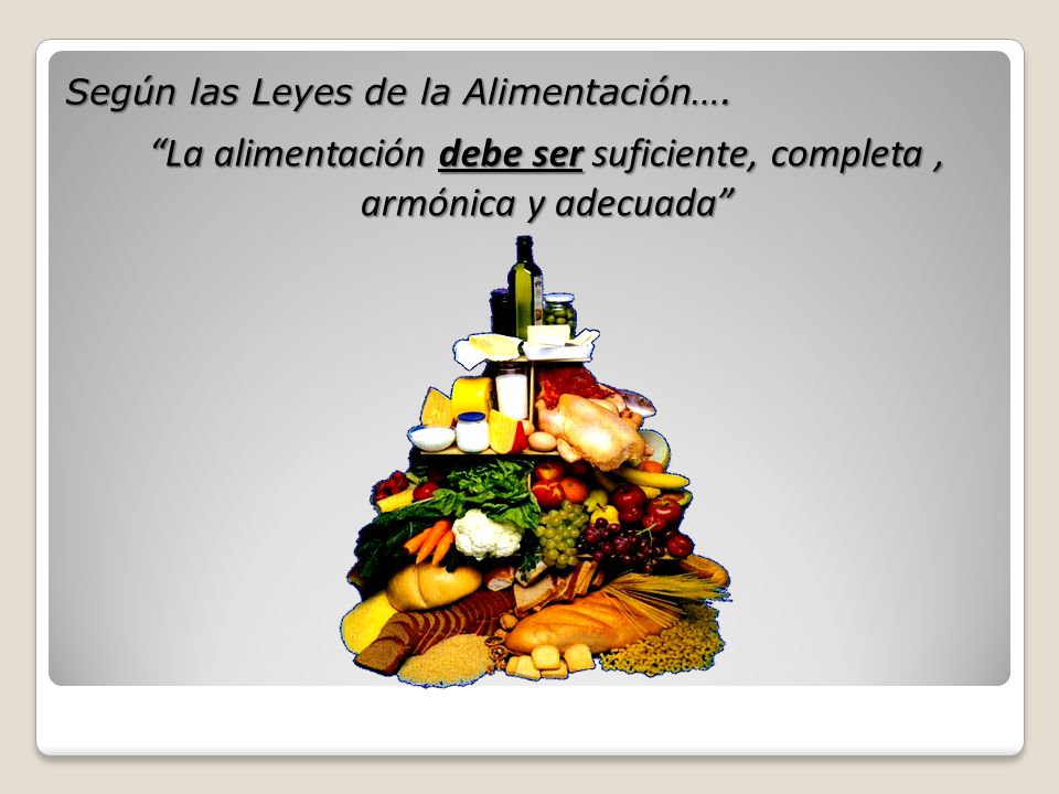 La alimentación debe ser suficiente, completa , armónica y adecuada