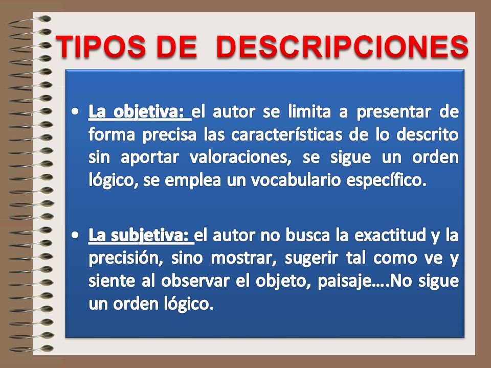 TIPOS DE DESCRIPCIONES