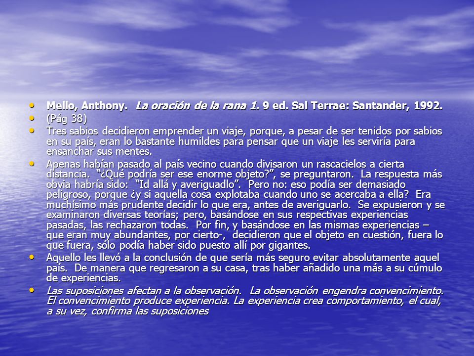 Mello, Anthony. La oración de la rana 1. 9 ed