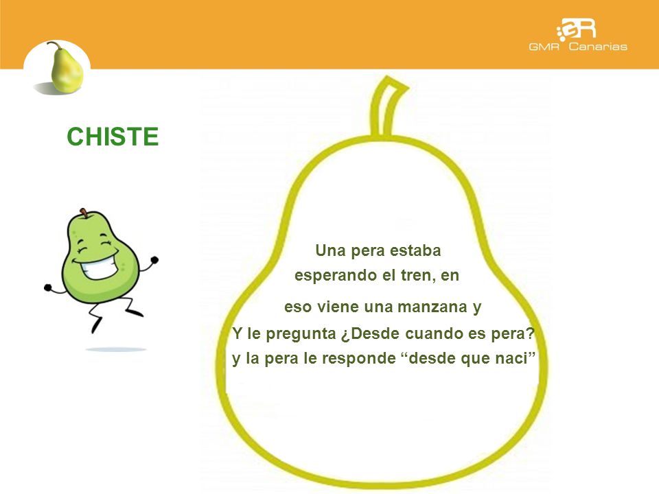 CHISTE Una pera estaba esperando el tren, en eso viene una manzana y